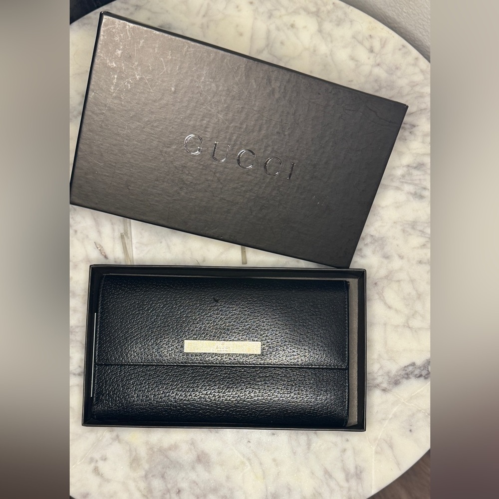 GUCCI Long Large Leather Wallet Black - Picture 6 of 16